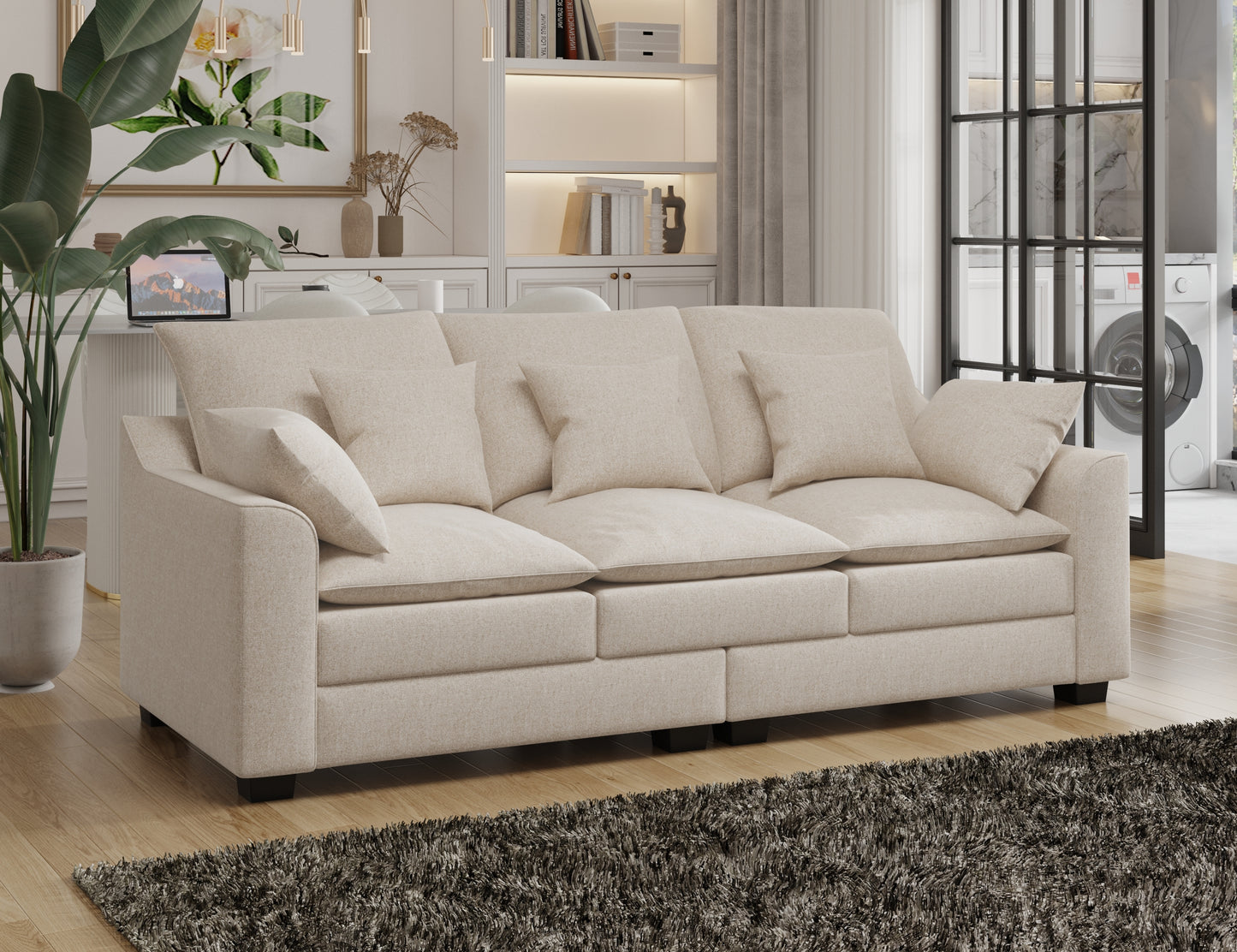 78.7" Sofa with Pillows - Beige