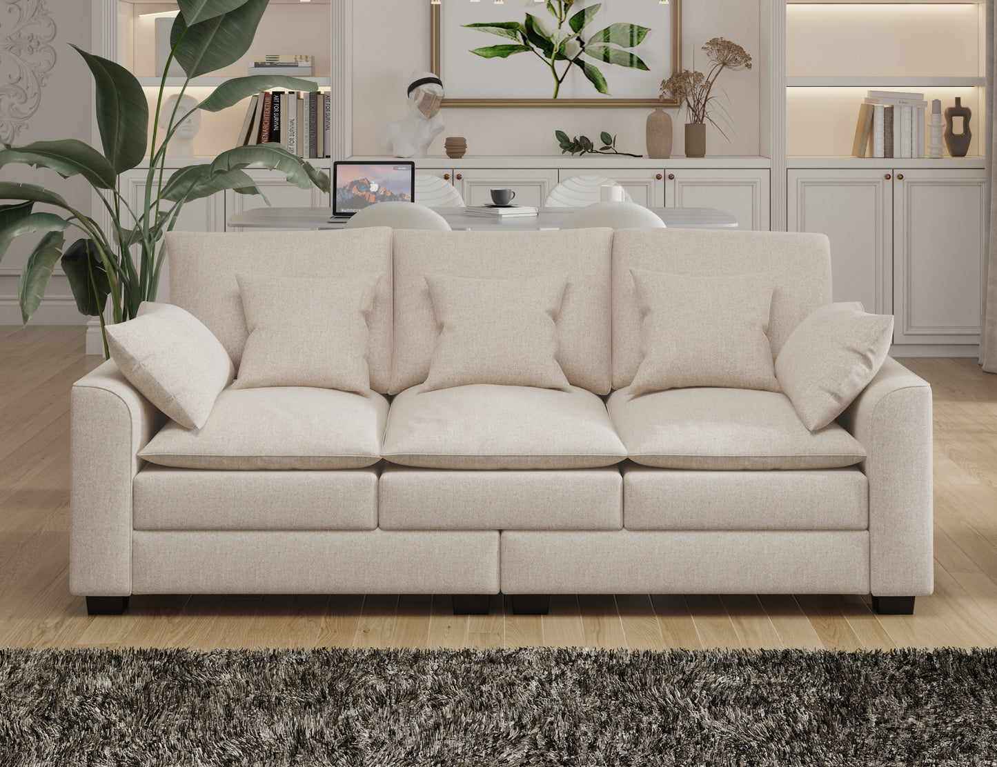 78.7" Sofa with Pillows - Beige