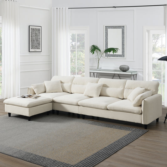 110*62" Modern L-shaped Sofa - Beige