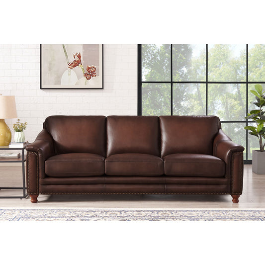 Belfast Top Grain Leather Sofa - Brown