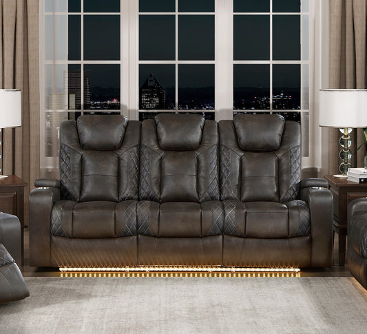 Faux Leather Sofa - Brown grey