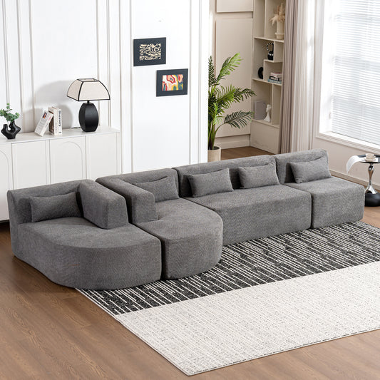 143.7" Upholstered Sofa - Light Gray