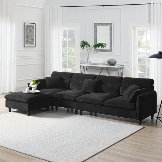 110*62" Modern L-shaped Sofa - Black