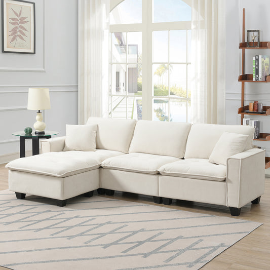 100*59" Modern L-shaped Sofa - Beige