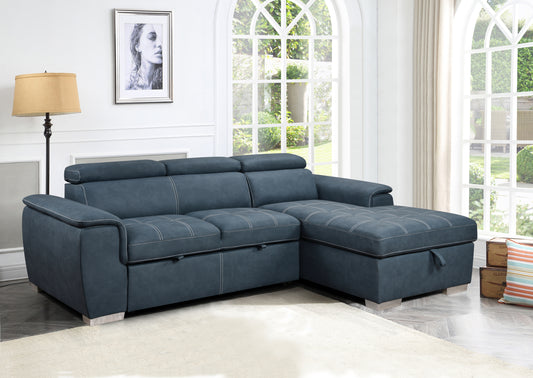 97" Sectional Sofa with Storage Chaise - Blue