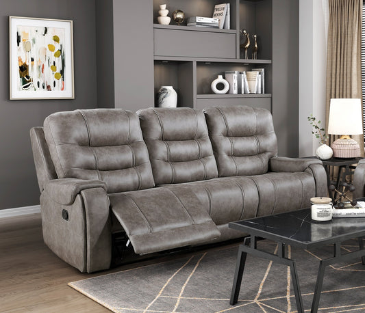 Modern Double Reclining Sofa - Brown grey