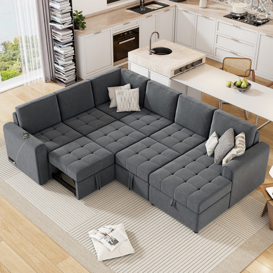 107.5" U-shaped Sofa - Gray