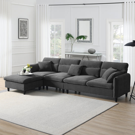 110*62" Modern L-shaped Sofa - Gray