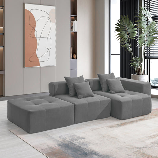 105.5'' L Shaped Modular Sectional Sofa - Gray