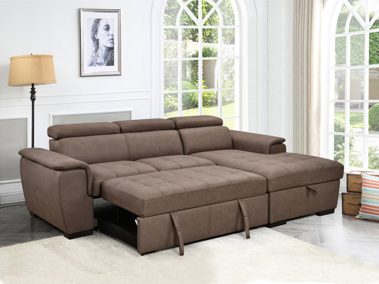 97" Convertible Sectional Sofa with Storage Chaise - Dark Brown