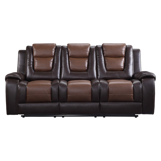 Modern Sofa Dual Reclining - Dark Brown/Light Brown