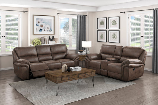 Plush Modern Living Room Sofa Set - Brown