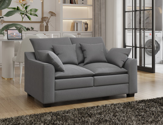 55" Loveseat with Pillows - Grey